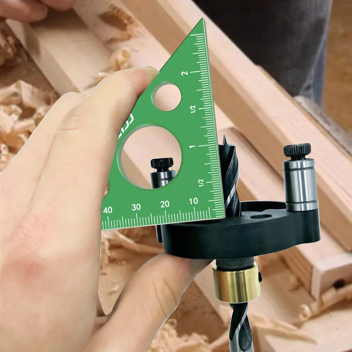 Regla triangular de aleación de aluminio, ángulo de 45 grados, escalas imperiales y métricas, cuadrados de carpintería de precisión triangular derecha isósceles