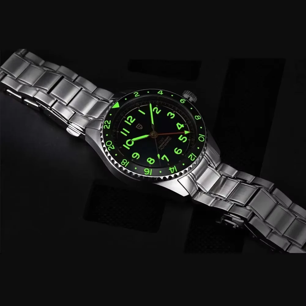 

2025 PAGANI DESIGN NH34 GMT мужские автоматические механические часы из нержавеющей стали с сапфировым стеклом 20 бар для дайвинга reloj hombre