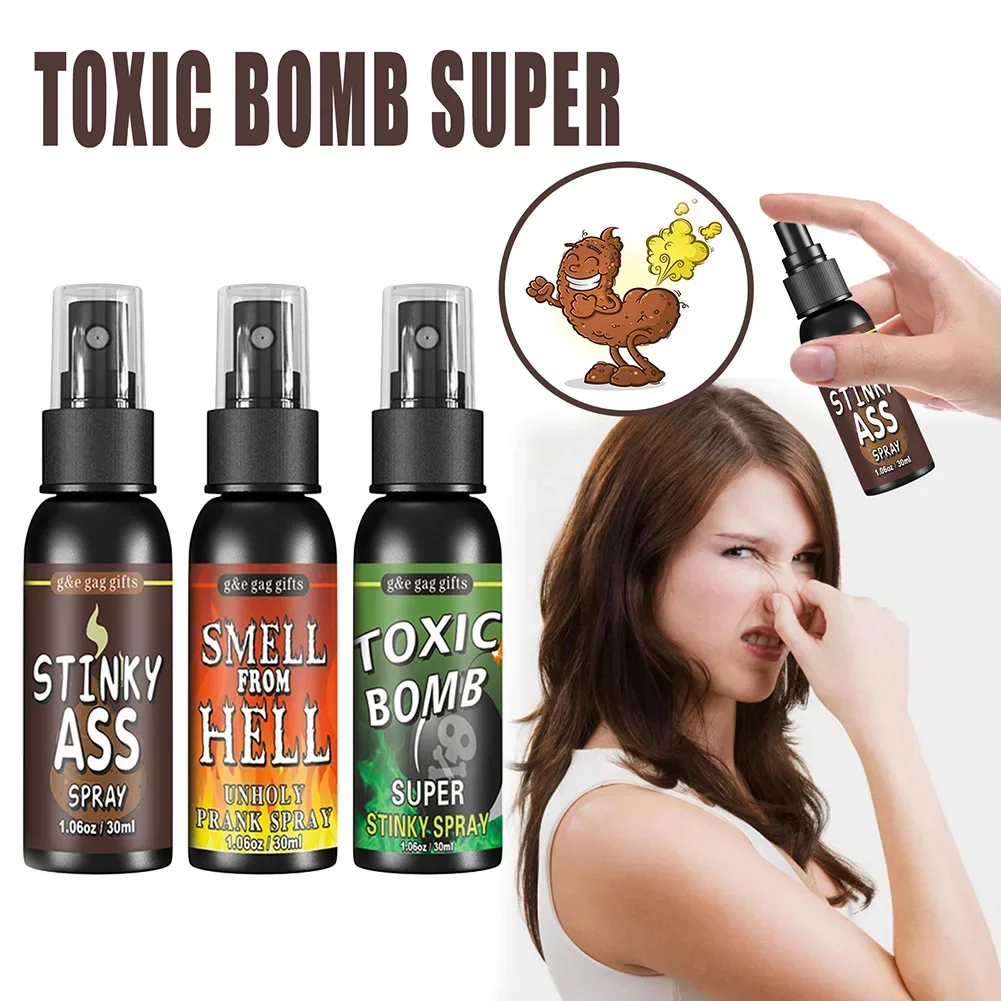 30ml Fart Gag Spray Prank Joke Plastic Spray Can Stink Party Supplies Stinky Fart for Adults Kids Non Toxic Halloween Funny Toys