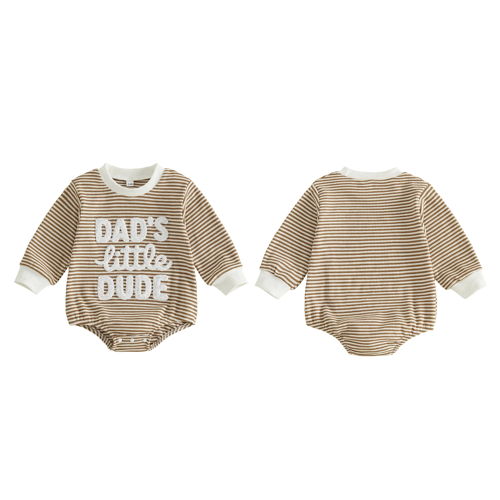 Baby Boy Romper Long Sleeve Round Neck Letter Embroidery Bodysuit