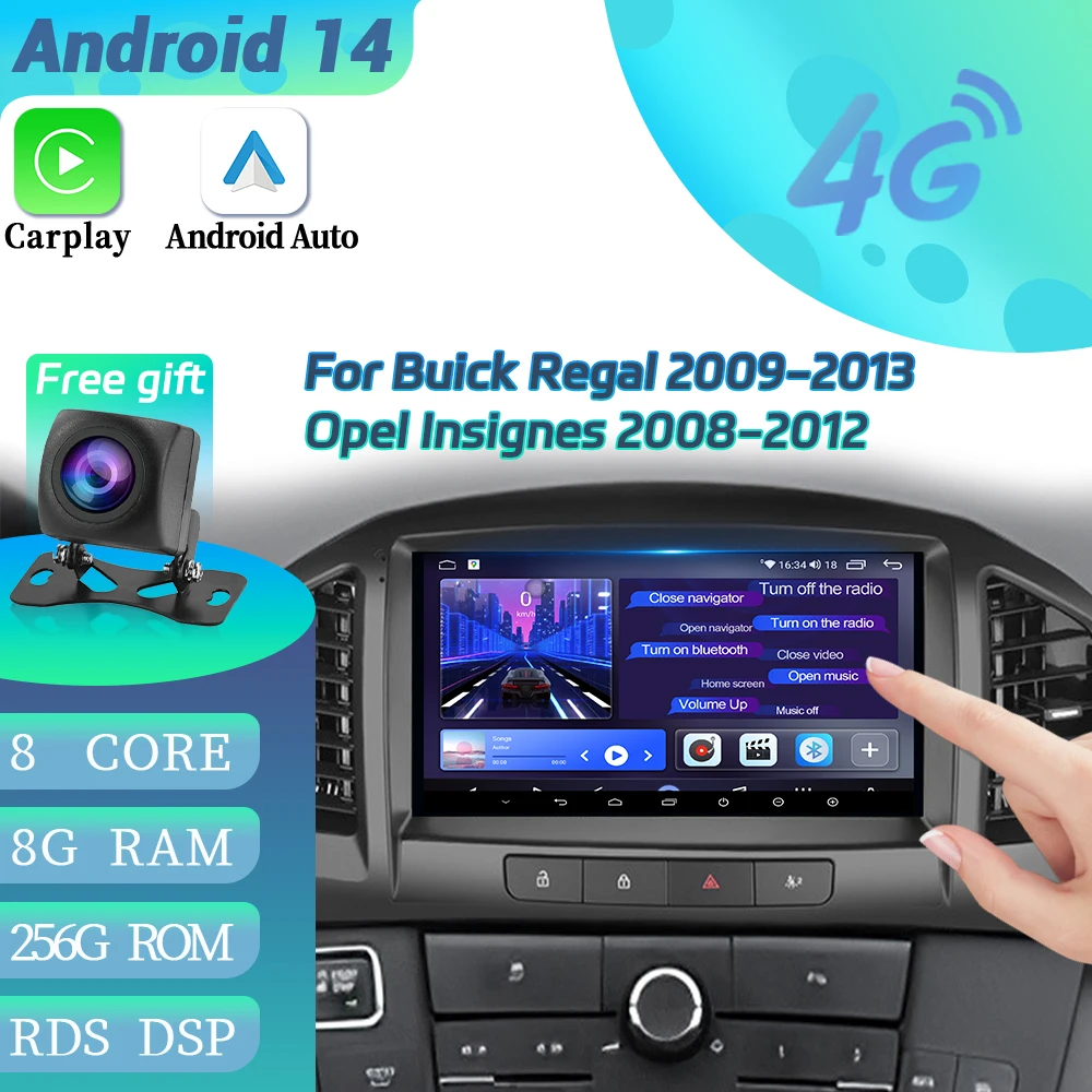 

Для Buick Regal 2009-2013 Opel Insignes 2008-2012 Android 14 автомобильный радиоприемник 4G GPS беспроводной Bluetooth Carplay мультимедийный сенсорный экран