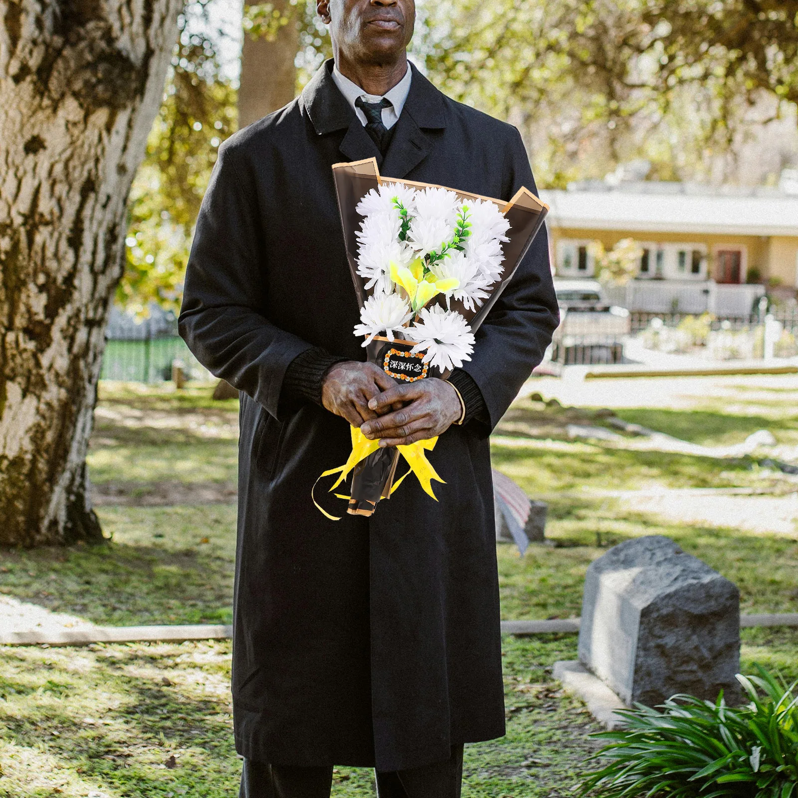 

2Pcs Artificial Cemetery Bouquets Elegant Memorial Flower Decorations for Graveyard Headstone Outdoor Floral Tribute