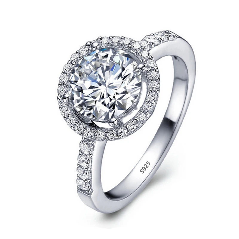 YANHUI Allergy Free Original White Gold Plated Tibetan Silver Rings For Women Round Circle Zircon Stone Rings Fashion Jewelry