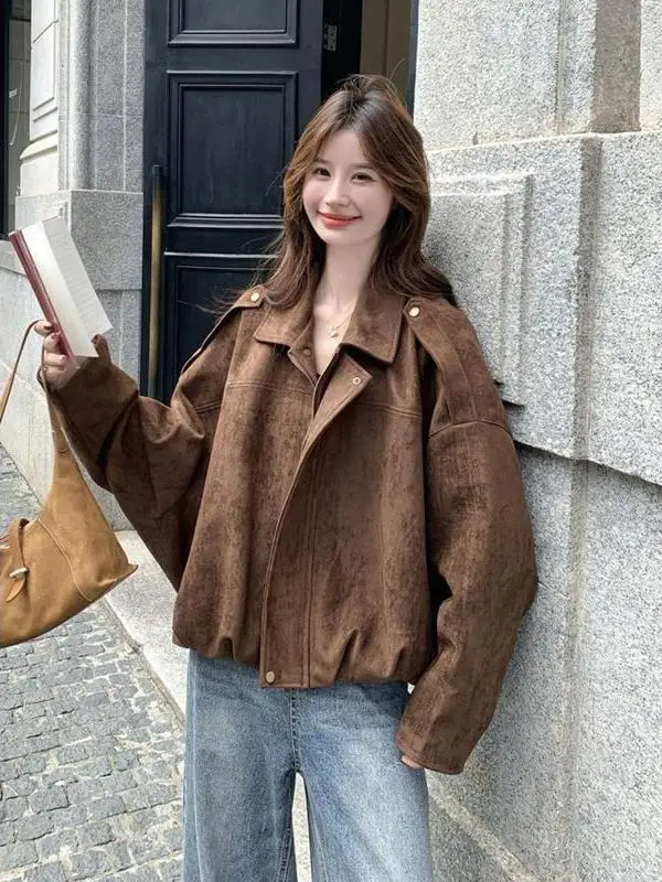 plus Size 300 Pou  Collar ort Jaet Women Casual Loose Faionable Spring Outerwear Korean Sle Polyester Fiber