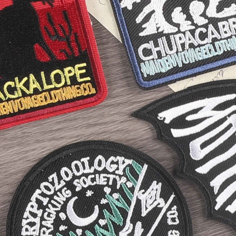 Diy Cryptozoology Embroidery Iron on Patches Monster Cloth Appliques Mothman Badge Extraterrestrials tracking Emblem for Jackets