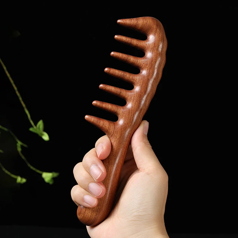 

Деревянные расчески для волос из натурального сандалового дерева, антистатическая расческа-массажер с длинными широкими зубьями, расческа из сандалового дерева, уход за волосами, бытовой подарок