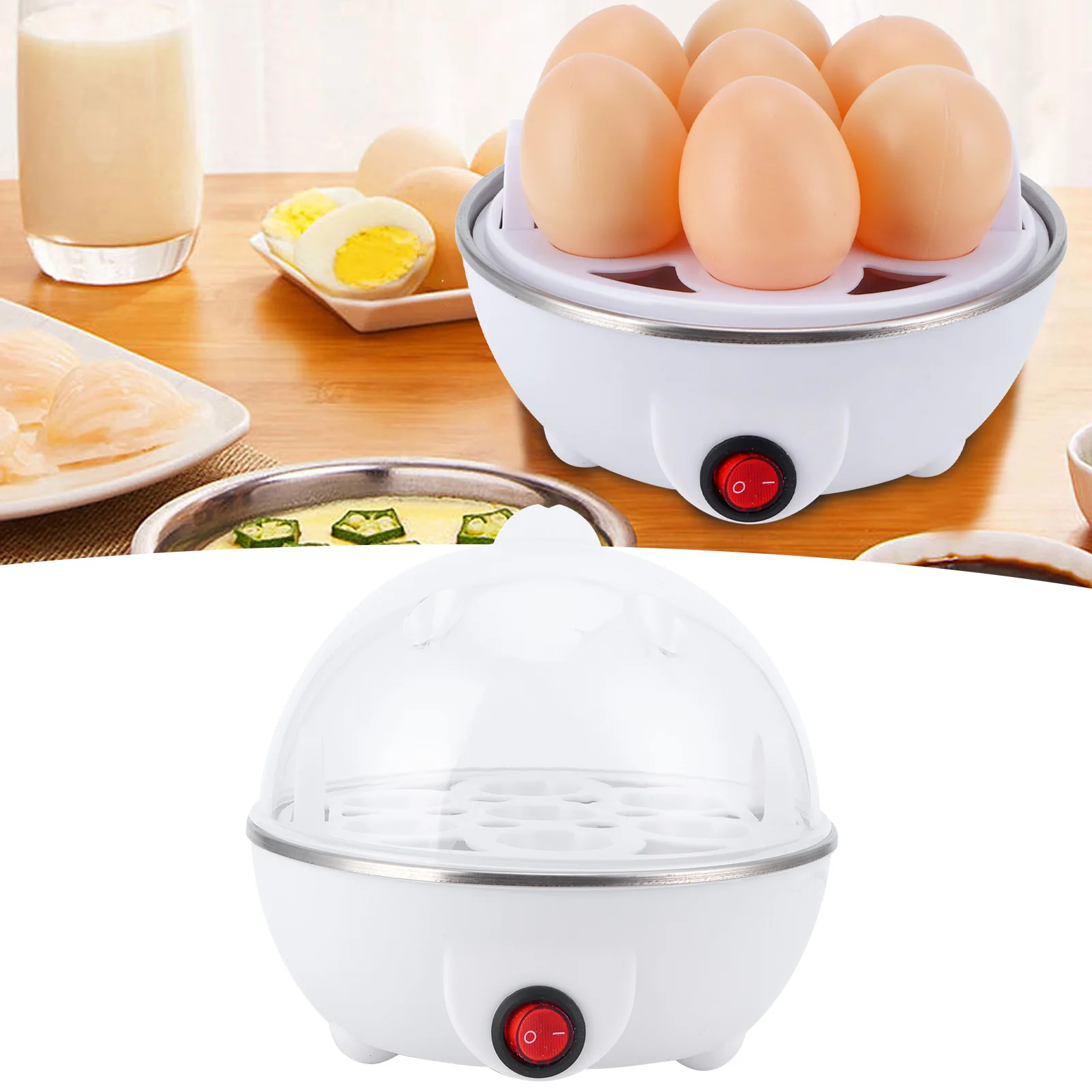 Multifunction Electric Egg Cooker Single Egg Boiler Kitchen Steamed Rapid Breakfast Cooking Appliances 110-220V