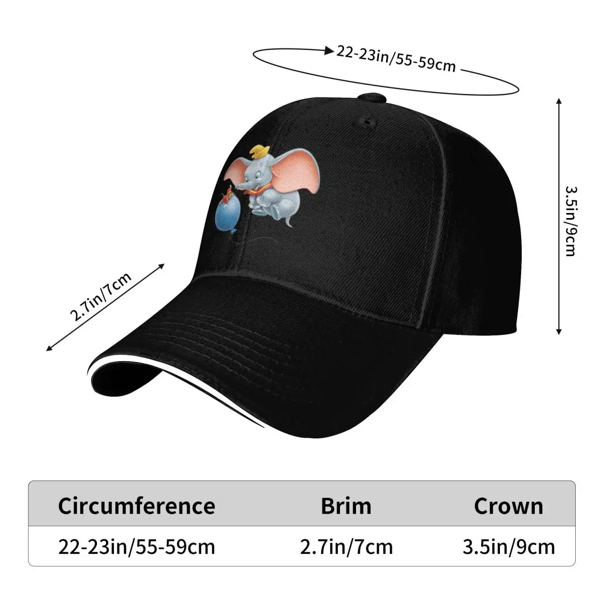 Dumbo Cap Fashion Casual Baseball Caps Adjustable Hat Hip Hop Summer Unisex Baseball Hats Customizable Polychromatic