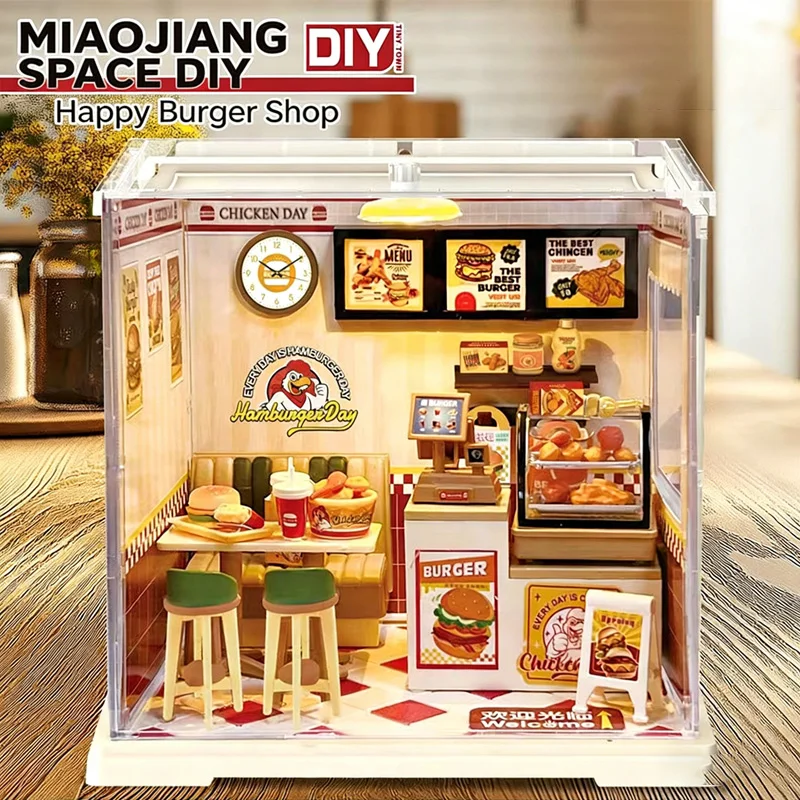 

New Super World DIY Cabin Assembled Mini House Kitchen Bedroom Miniature Three-dimensional Model Building Blocks Toys Gifts