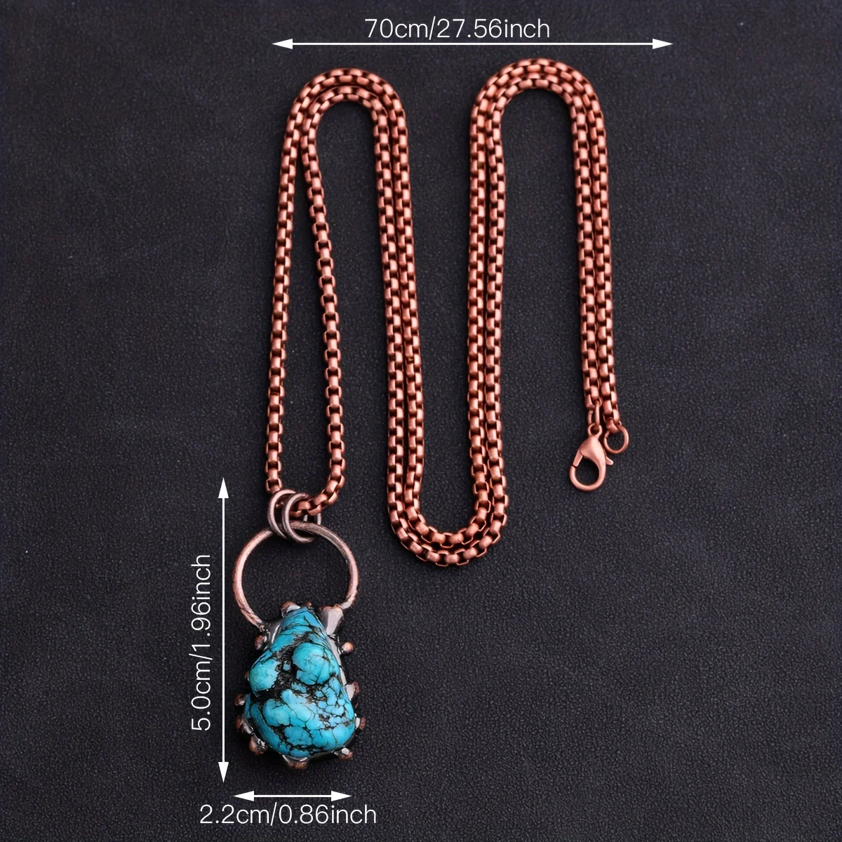 YEEVAA 1PC Irregular Turquoise Natural Stone Necklace Punk Style Pendant, Spirit Necklace Gift (With Original Chain)