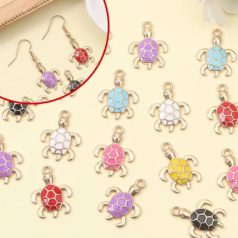 6/16/26pcsMulti Colored Turtle Shaped Pendant Decorations,DIY Bracelets,Necklaces,School Start Season,Gift Making Accessories
