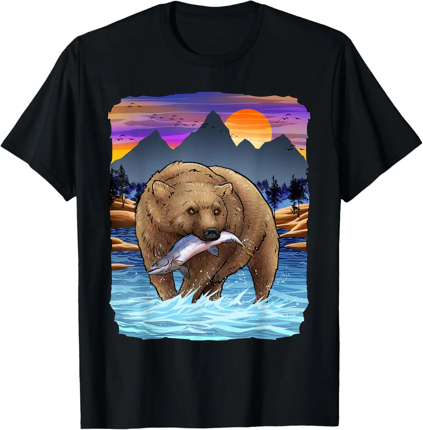 

Grizzly Bear Catching Salmon Alaska Fishing Nature Lover T-Shirt