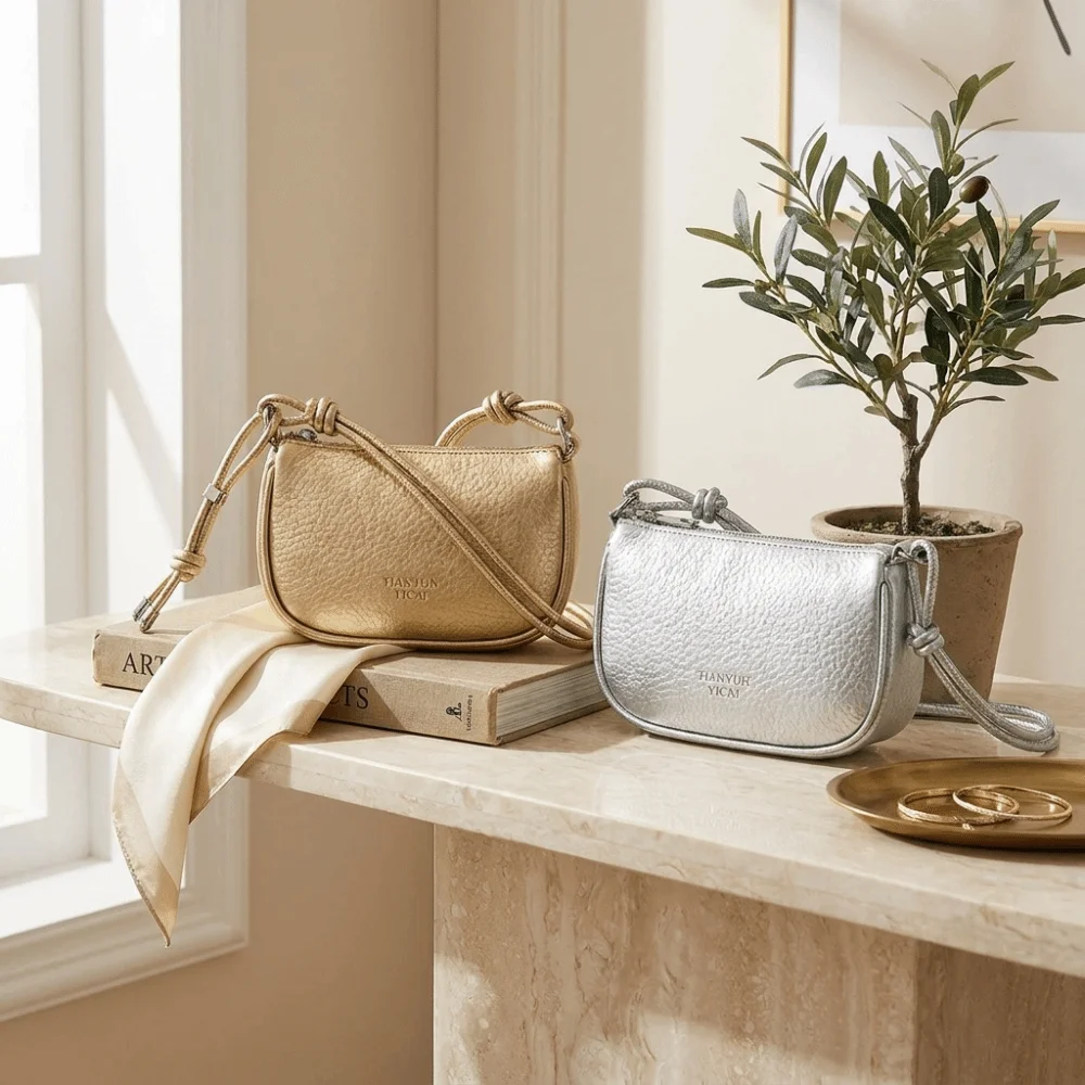 Polyester Lining Mini Shoulder Bag Solid Color Lychee Grain Underarm Purse Portable Lightweight Faux Leather Crossbody Bag Women