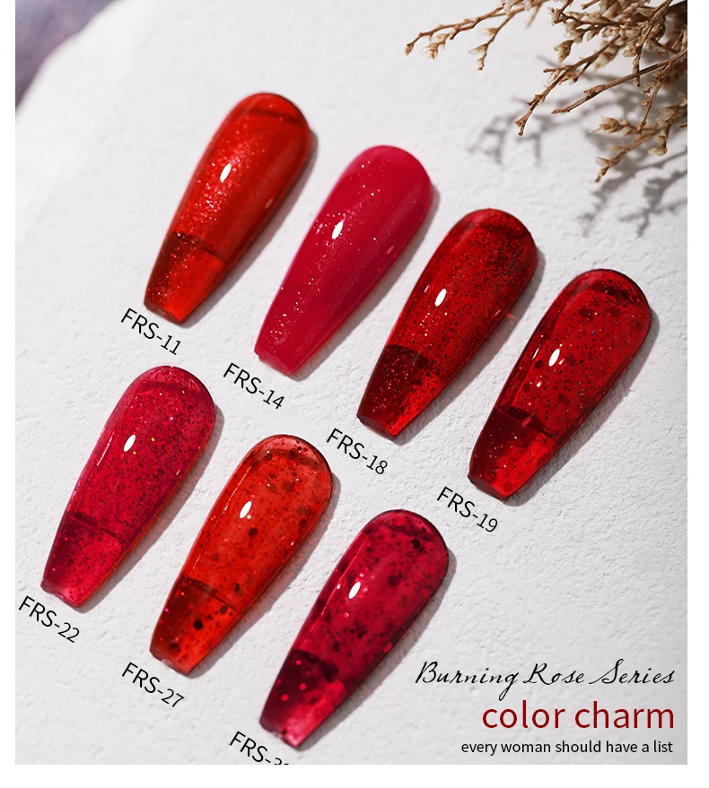 AS Red Gel Nail Polish Set Crystal Semi Permanent Kit Soak Off UV Gel Varnish 30-kolorowy manicure do paznokci Cherry Rose Red Vernis