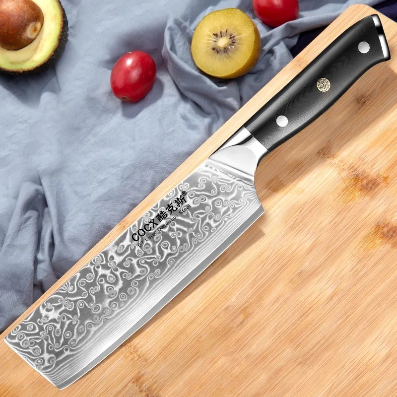 

Sharp 67-Layer Damascus Steel Blade With Black G10 Fiberglass Handle Meat Cleaver Nakiri Knife Kitchen Chef's Knife