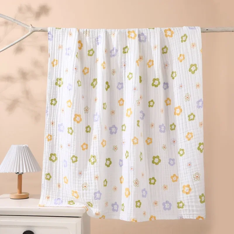 

120x120cmXinjiang Pure Cotton Gauze Baby Bath Towel Baby Blanket Made of Cotton Cartoon Warm Breathable Kids Air Condition Quilt