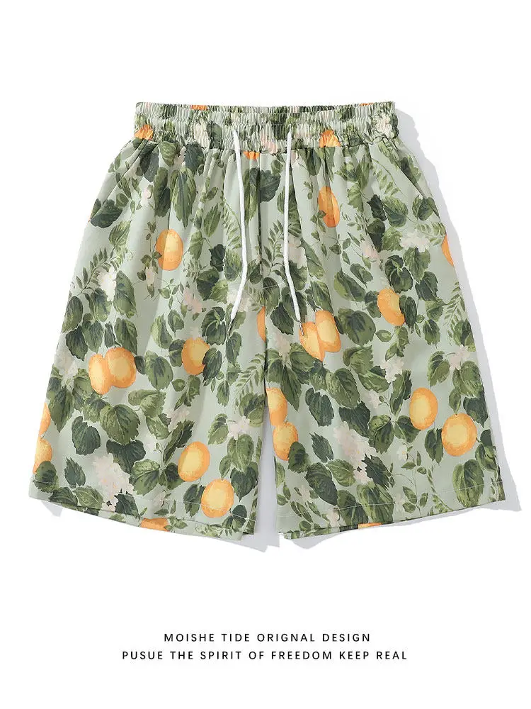 

High Quality 3D Hawaiian Style Floral Print Casual Beach Shorts for Men and Women, Sports and Fitness Five Quarter Pants