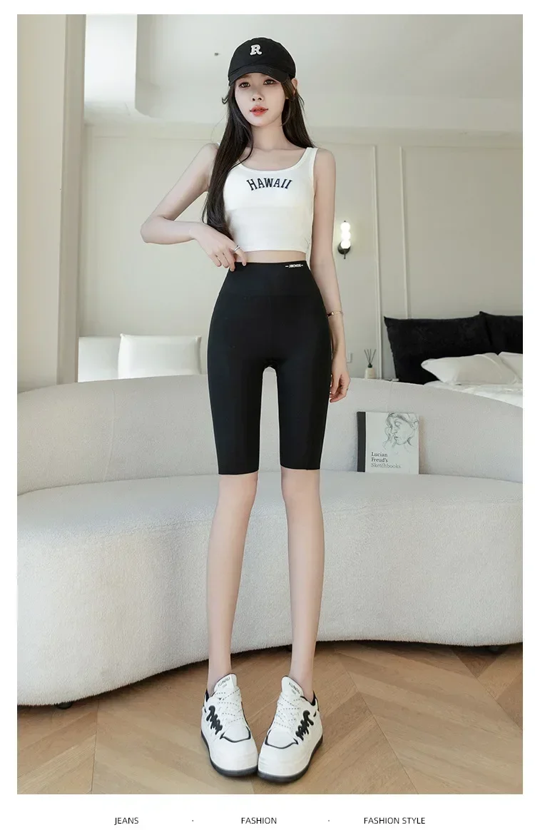 Große Leggings für Damen, Sport-Shark-Shorts mit Tasche, dehnbar, hohe Taille, Hüftlift, Workout, Laufen, schnell trocknende Gym-Shorts – Detail 16