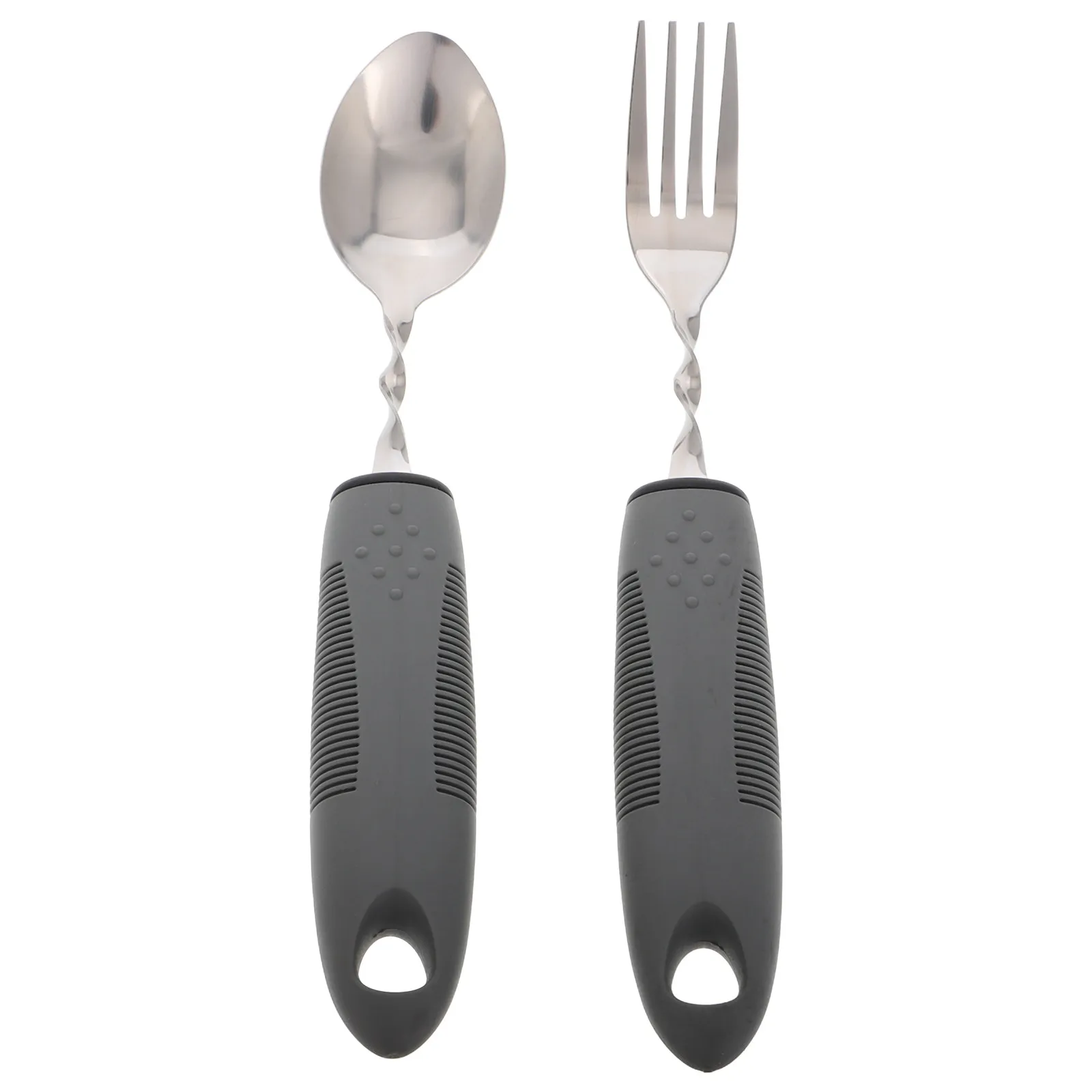1Set Stainless Steel Adaptive Utensils Elderly Weighted Fork Spoon Set Anti Tremor Bendable Handles for Arthritis