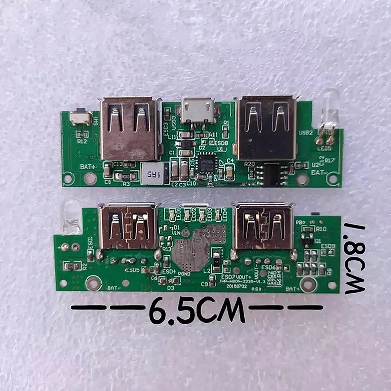 Dual USB Mobile Power Motherboard, EDP2339 Controle Principal, Telefone Power Bank Circuit Board, Luz LED, DIY Acessórios, 5V, 1Pc