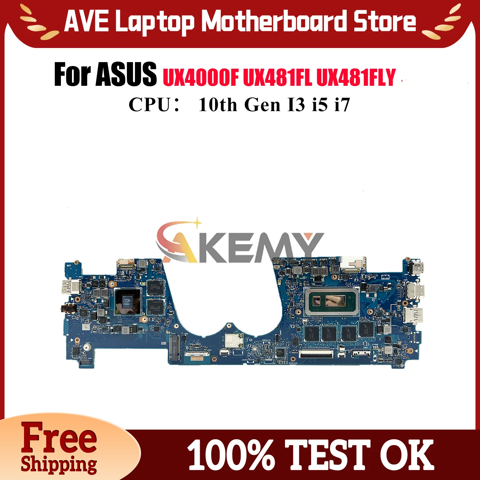 

Материнская плата UX481FLY для ноутбука ASUS ZenBook Duo UX481FAY UX481FLY UX4000F UX481F UX481FL с 10-го поколения I3 i5 i7 stk
