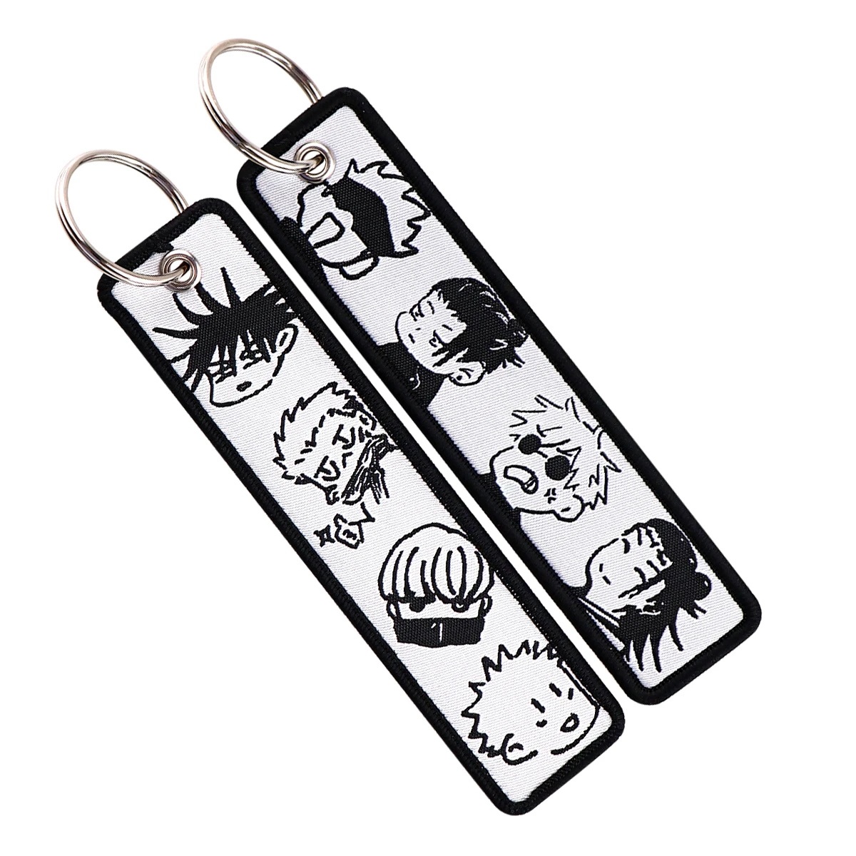 Anime Jujutsu Kaisen Gojo Satoru Embroidery Keychain for Motorcycle Manga Key Ring Cars Key Tag Key Fobs Fashion Jewelry Gifts