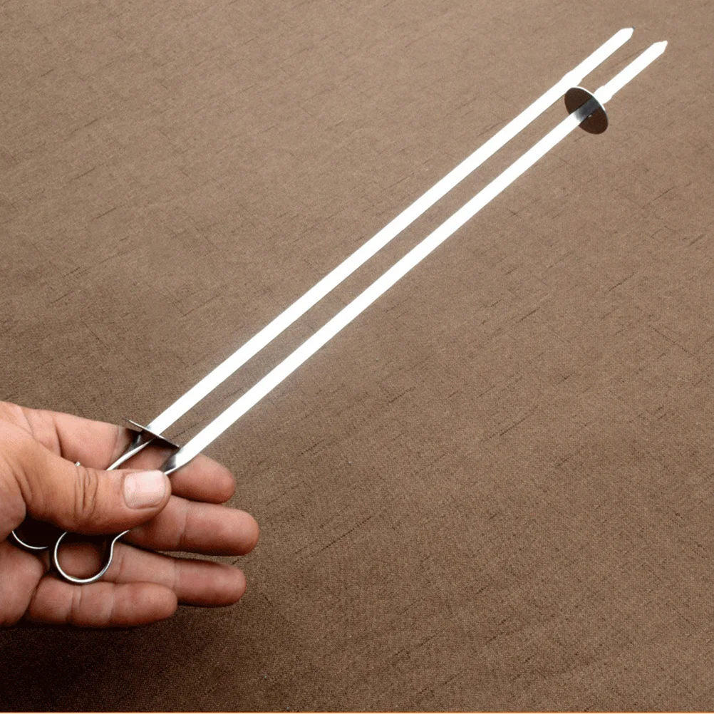 

20pcs Stainless Steel Bbq Skewers Flat Needle Prongs Reusable Meat Grill Forks Outdoor Barbecue Tools Roasted Grill Accessories