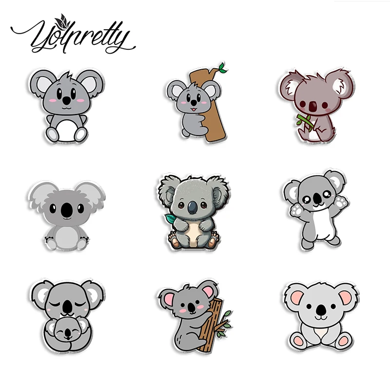 2023 New Arrival Fashion Cute Lazy Australia Koala Animals Handcraft Acrylic Epoxy Badge Pin Lapel Pins