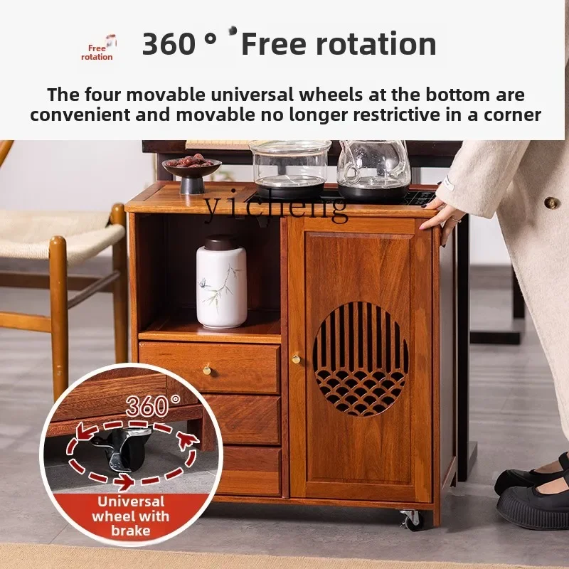 tea table living room household coffee solid wood tea table small apartment side table movable tea cabinet