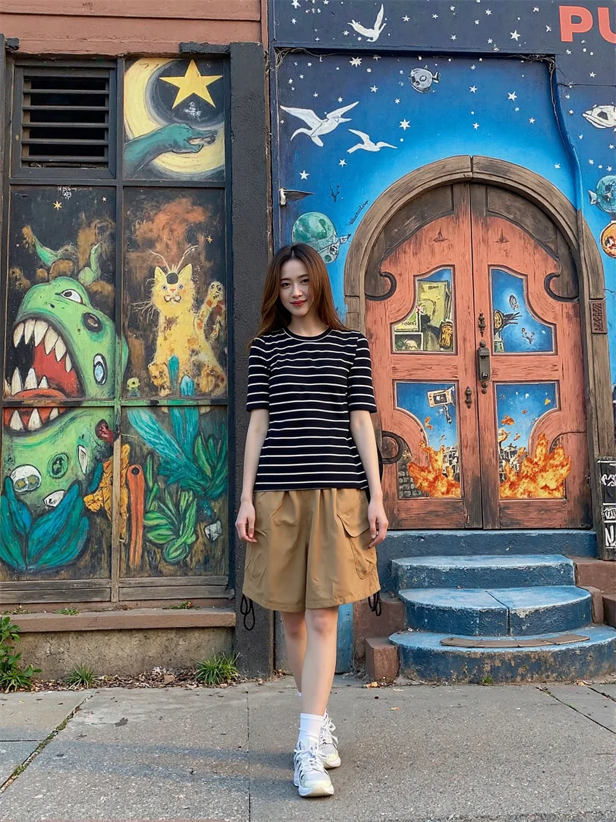 شورت نسائي واسع الساق متعدد الجيوب Y2K من قماش الدنيم Harajuku Gyaru ممزق منخفض الارتفاع بقصة ضيقة أزرق محب عصري جان كلوبوير