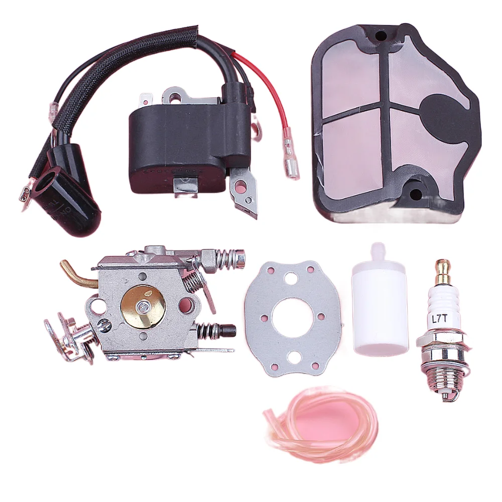 المكربن ملف الإشعال ل Husqvarna 136 137 141 142 الهواء مرشح الوقود خط خرطوم طوقا شرارة التوصيل بالمنشار استبدال جزء #3