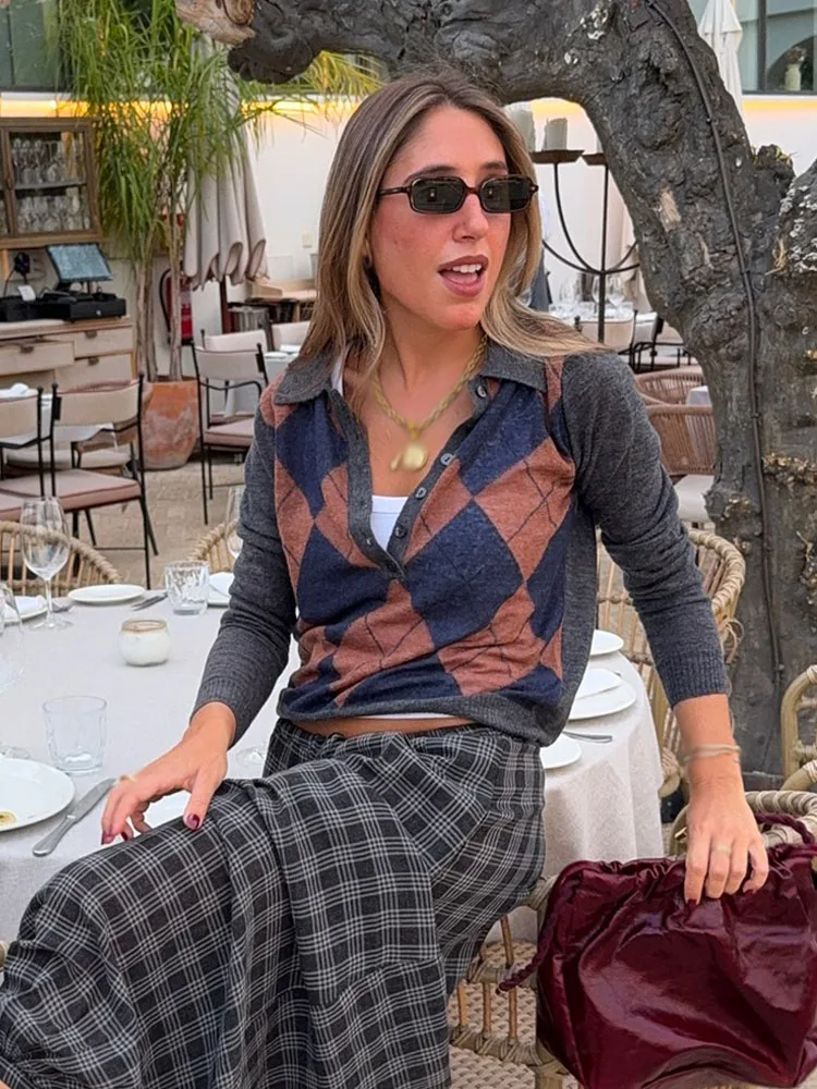 HH Nieuwe Herfst Dames Trui Turn-down Kraag Gebreide Trui Lange Mouw Top Knop Ontwerp Zacht Gebreid Mode Veelzijdig