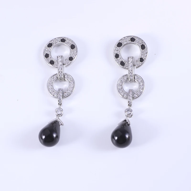 Leopard print zircon set ring drop earrings