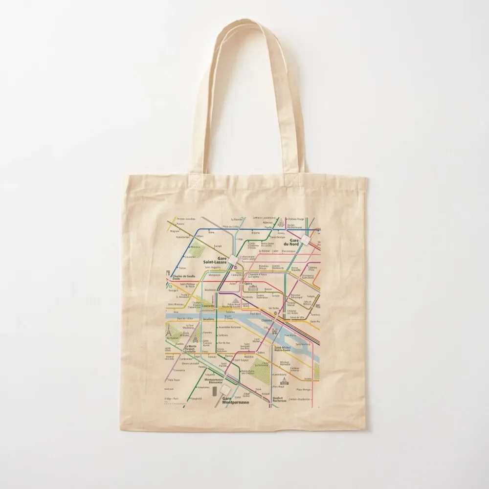 

Paris City Rail Map Square Tote Bag the tote bag Women's bags Tote Bag