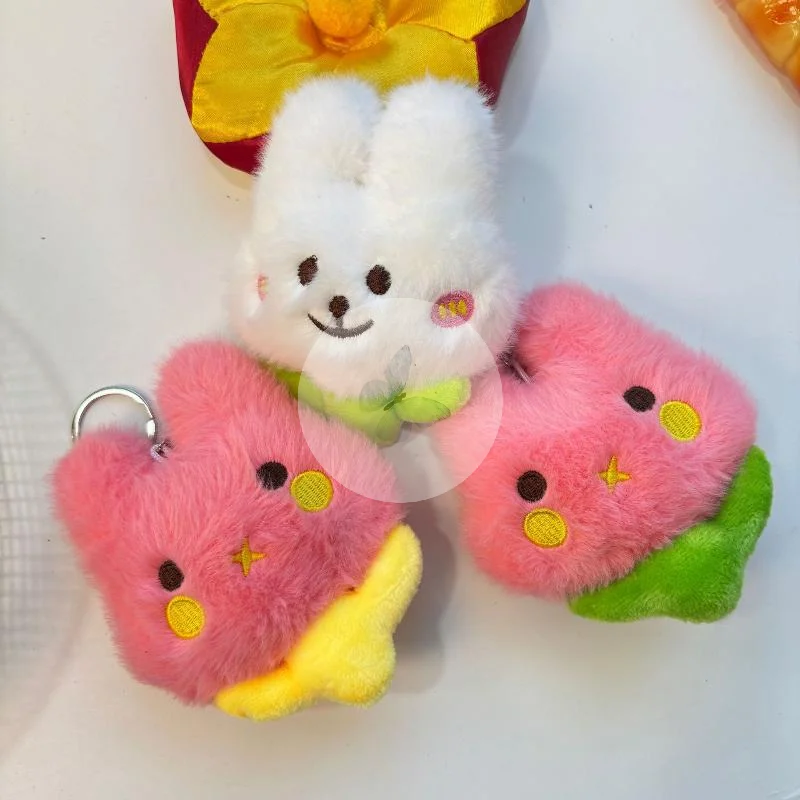 Cartoon Tulpe Kaninchen Plüsch Anhänger Schlüsselbund Kawaii Mode Schlüssel Ring Für Frauen Mädchen Nette Rucksack Anhänger Zubehör Geschenke