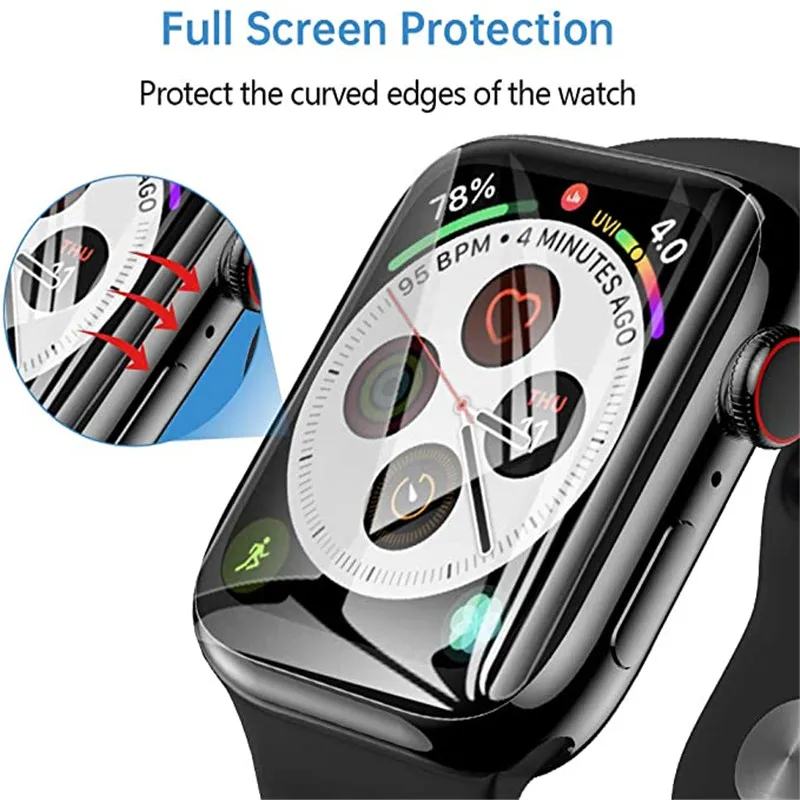 Filme protetor de tela para Apple Watch, transparente de proteção total, não de vidro para iWatch 3, 2, 3, 4, 5, 6, 7, 8, SE, 5, 4, 45mm, 41 milímetros, 40 milímetros, 44 milímetros