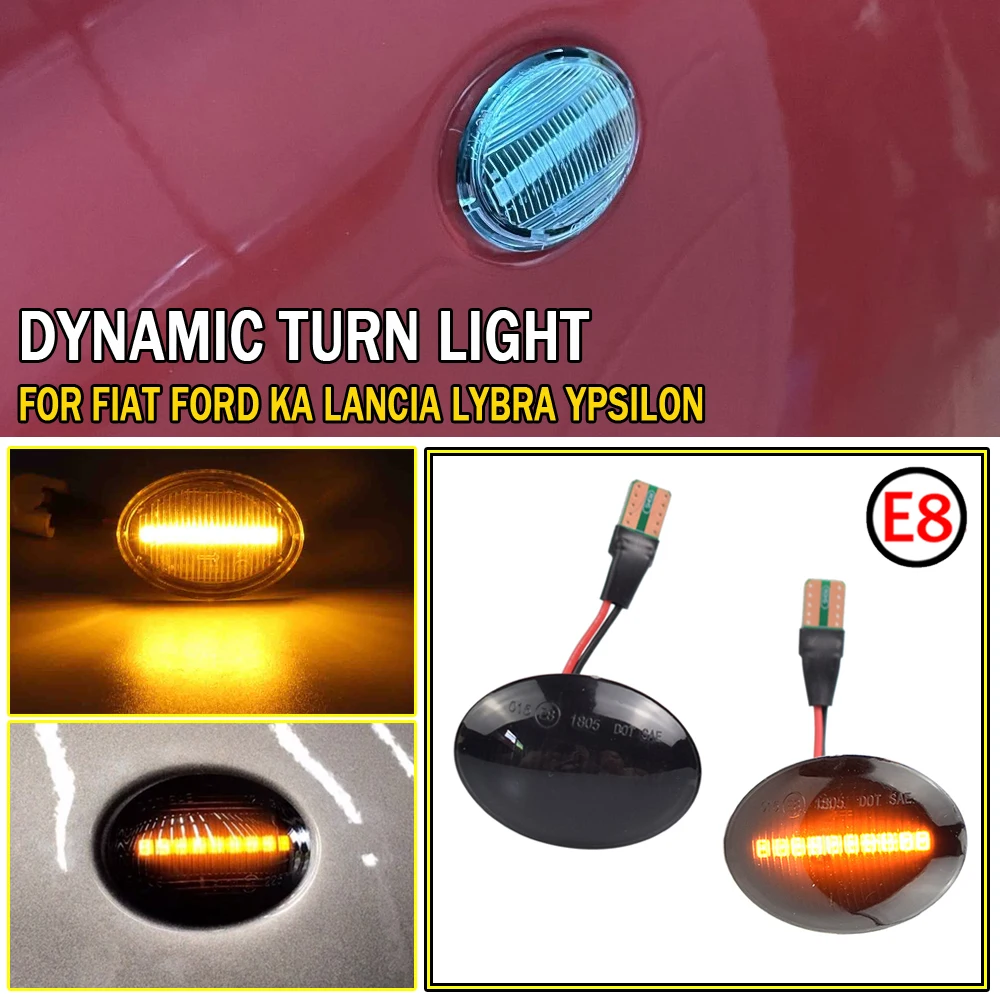 ไฟเลี้ยว LED ด้านข้างแบบไดนามิกสำหรับ2x ไฟกระพริบไฟเลี้ยวสำหรับ Fiat 500สำหรับ Lancia lybra Silon สำหรับ Maserati Alfa 4C