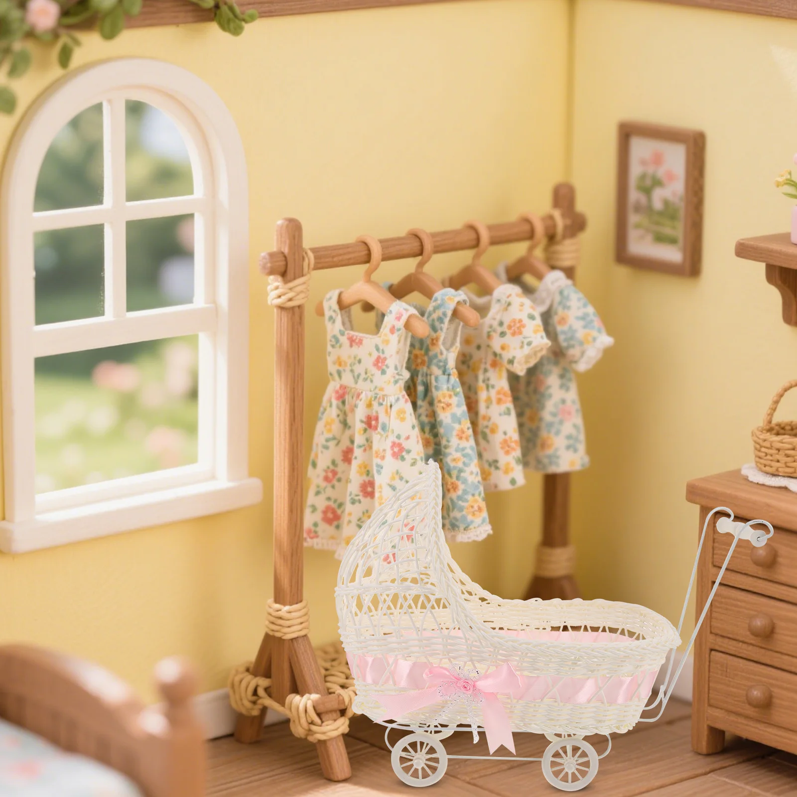 2 stuks miniatuur kinderwagen tafel decor baby shower roze blauw - snoep snack lade opbergmand voor viering gunsten decoratie