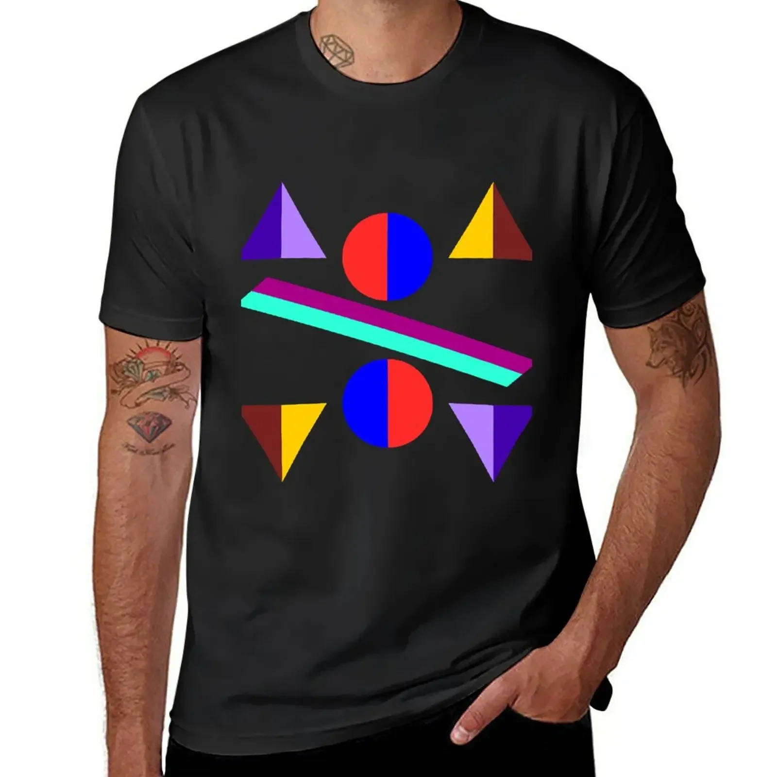 New Balancing Bauhaus shapes T-Shirt Short sleeve heavyweight t shirts t shirts men