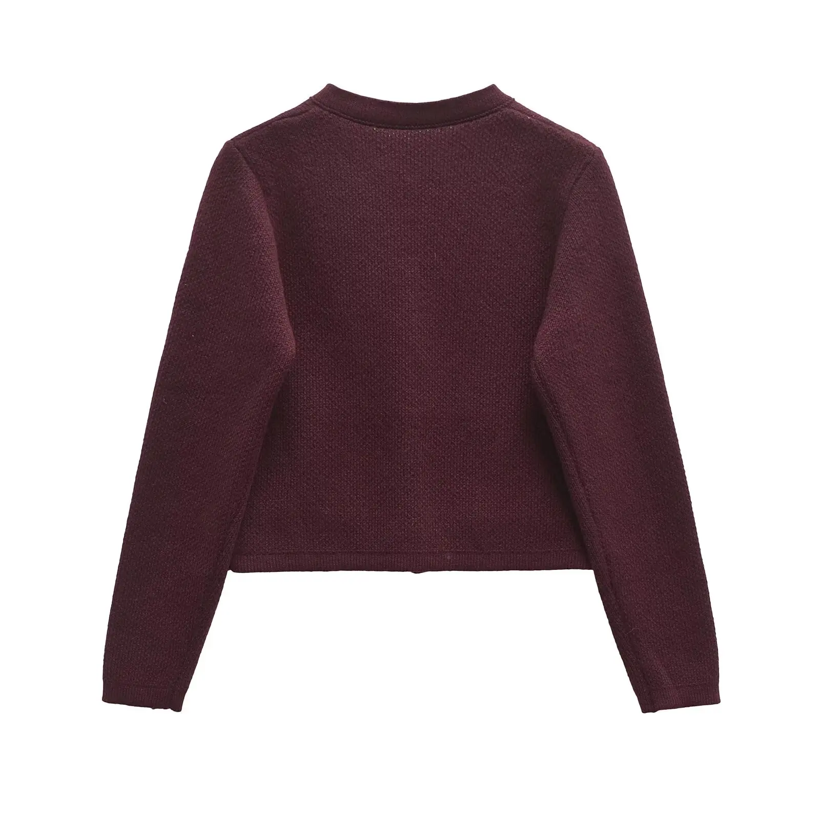 Women Knit Cardigan with Buttons for Women Coat Harajuku Vintage O-neck Cardigan Women's Sweater Burgundy Sweater 6427144
