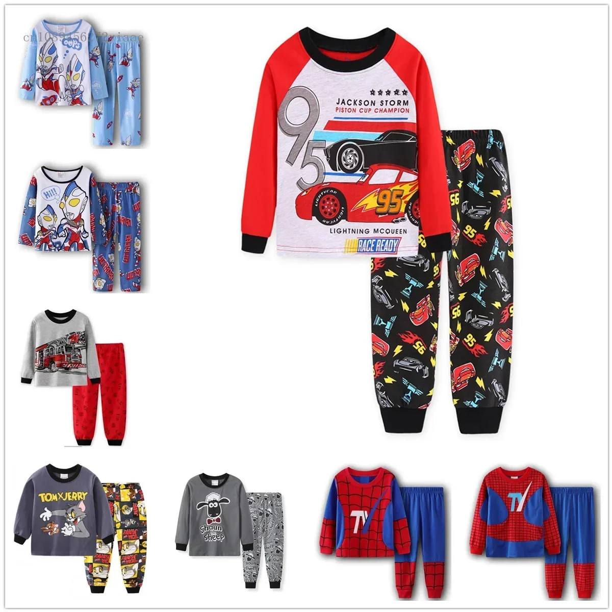 Pajamas for Children Cute Pajama Set for Boys with Cartoon Shark Print, Long Sleeve Loungewear for Kids