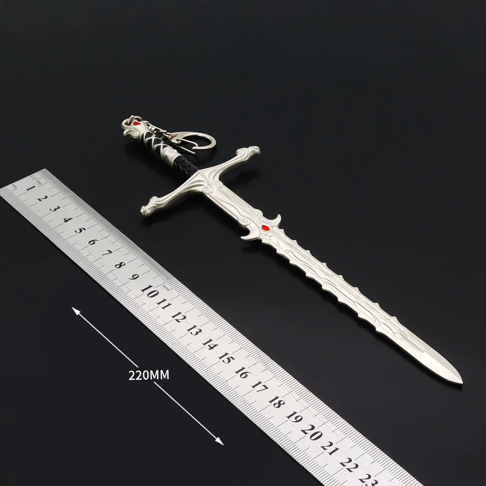 22cm Sliver Sword Keychain Dragons City Baldur Game Weapon Metal Game Peripheral Katana Samurai Sword Weapon Model Gifts Toys