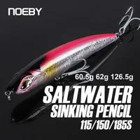 NOEBY-señuelo de pesca con lápiz que se hunde, 115mm, 60,5g, 150mm, 62g, 185mm, 126,5g, cebos duros artificiales para pesca con curricán de lubina