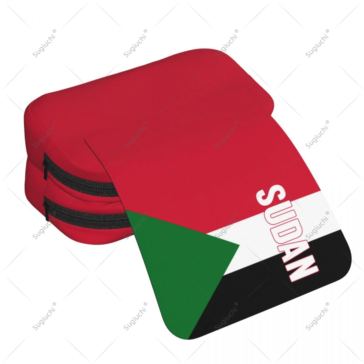 مقلمة مقص أكياس ثلاثية الأبعاد علم السودان طبقة مزدوجة أكسفورد القماش القرطاسية تخزين صندوق القلم #4