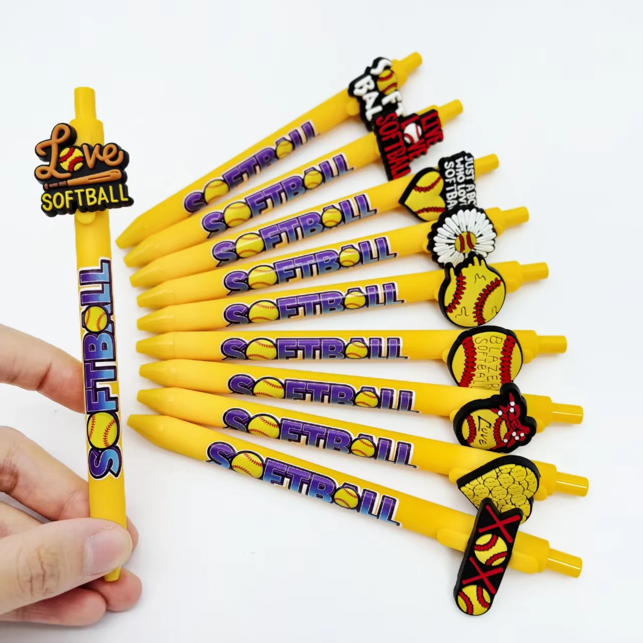 Penna a sfera da baseball da 6 pezzi/14 pezzi, penna per scrivere con pressa a sfera sportiva appassionata, cancelleria regalo per sport da baseball