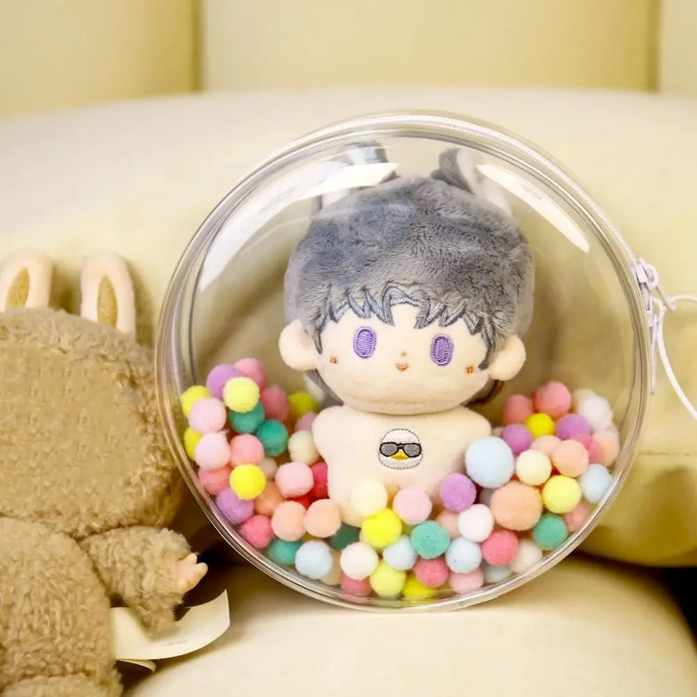 Dustproof 10cm Doll Outdoor Bag Thicken Plush Ball Mini Doll Outdoor Pouch Clear Transparent Doll Storage Bag Jewelry Organizer