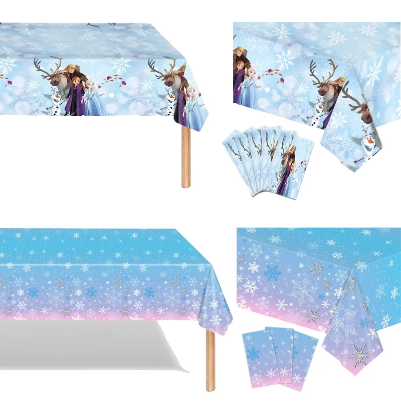 Frozen Anna Elsa Tablecloth Princess Birthday Party Supplies Disposable Tablecover Snowflake Winter Girls Baby Shower Decoration