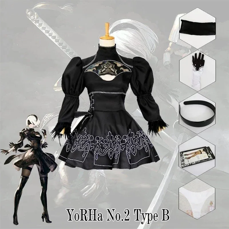 Nier Automata Cosplay Costume Yorha 2B sexy Outfit Games Suit Women Role Play Costumes Girls Halloween Party Fancy Dress