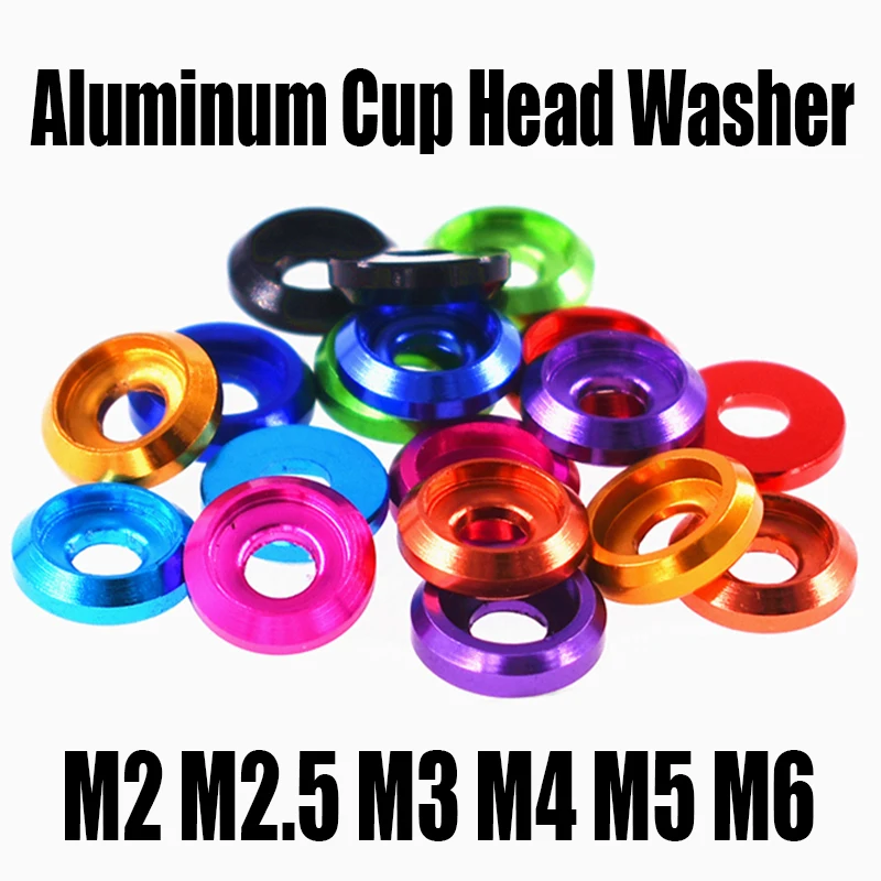 

10PCS M2 M2.5 M3 M4 M5 M6 Colourful Aluminum Cup Head Washer Flat Head Screw Gasket For Button Head Screw