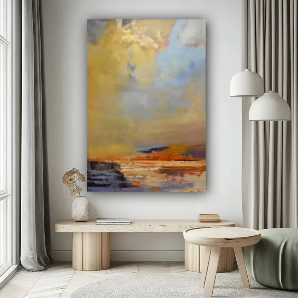 100% Handpainted Oil Painting On Canvas gold Abstract Pedestrian Art wall Paintings For Home Living Room Decor Modern canvas Art